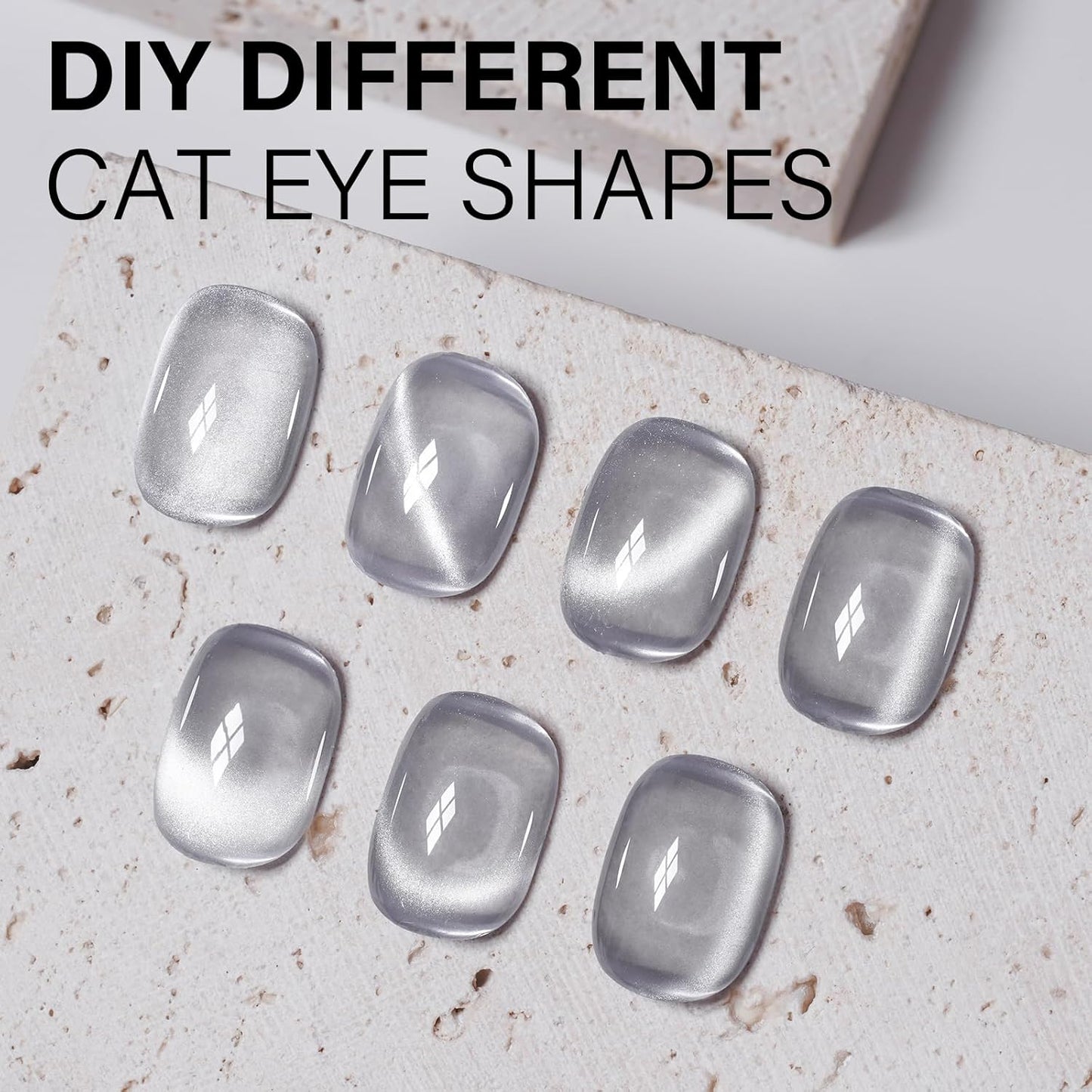 AILLSA Silver Cat Eye Gel Nail Polish Gray Glitter Crystal Polish with Magnet, Shimmer Clear Sparkle Nail Polish Reflective Translucent Jelly Color U V Gel Salon DIY at Home 0.5 OZ GF18