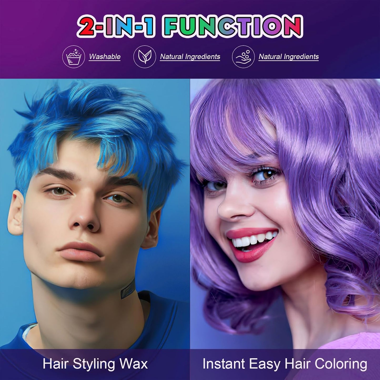 4 Colors Temporary Hair Color for Kids,Gifts for Teens,Girls,Boys,Fun Gifts for Kids,Temporary Hair Dye,Green Purple Red Blue Hair Dye Color Wax,DIY Hairstyle Instant Color Wax Halloween Party