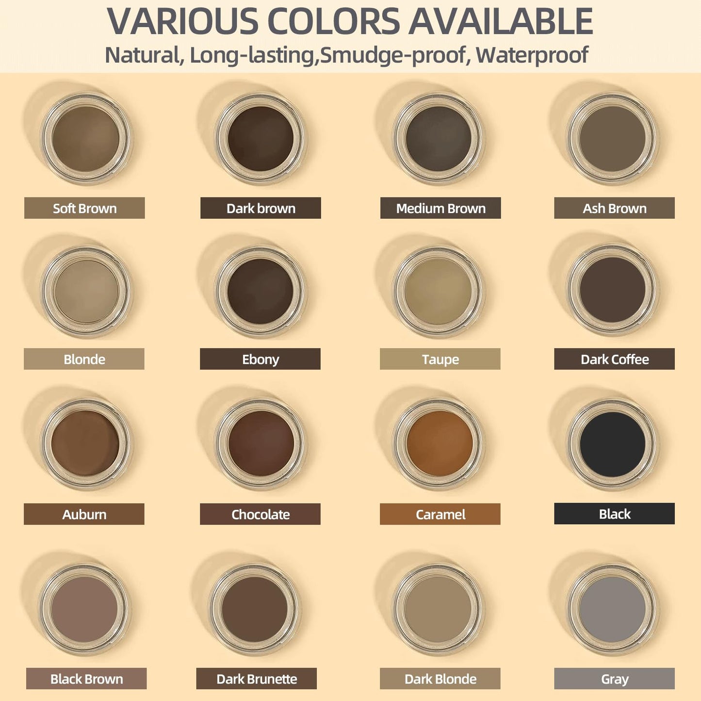 Eyebrow Pomade - Waterproof Brow Pomade for Long-lasting Results,Smudge Proof and Sweat Resistant Formula,Natural Eyebrow Makeup for All Skin Types and Tones - Ebony