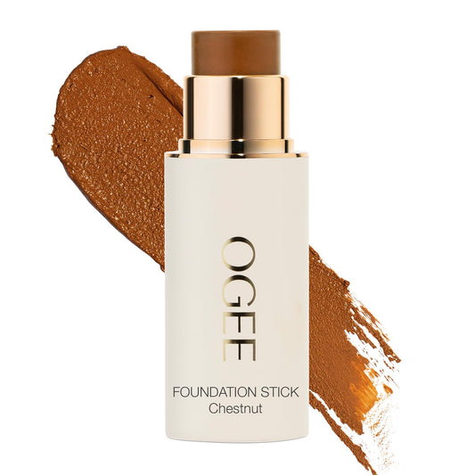 Ogee Sculpted Complexion Foundation Stick (Chestnut 13.75W - Deep Auburn, Rich-Golden Undertones) Full Coverage Foundation Makeup - Instantly Balance & Even Complexion - 70% Organic Ingredients | alldaygood beauty