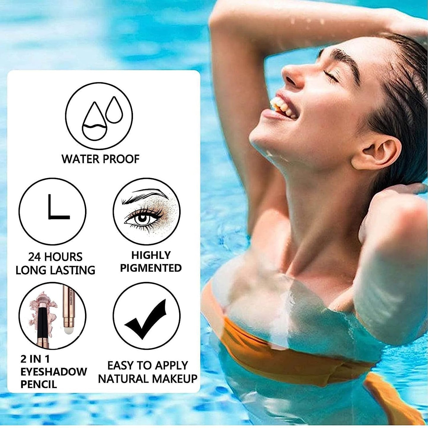 Matte Brown Eyeshadow Stick And Sponge Makeup Brush, Smooth Cream Shimmer Shadow Pencil Long Lasting Waterproof Eye Shadow Highlighter, Hypoallergenic Highlighter Multi-Dimensional Eyes Look #17