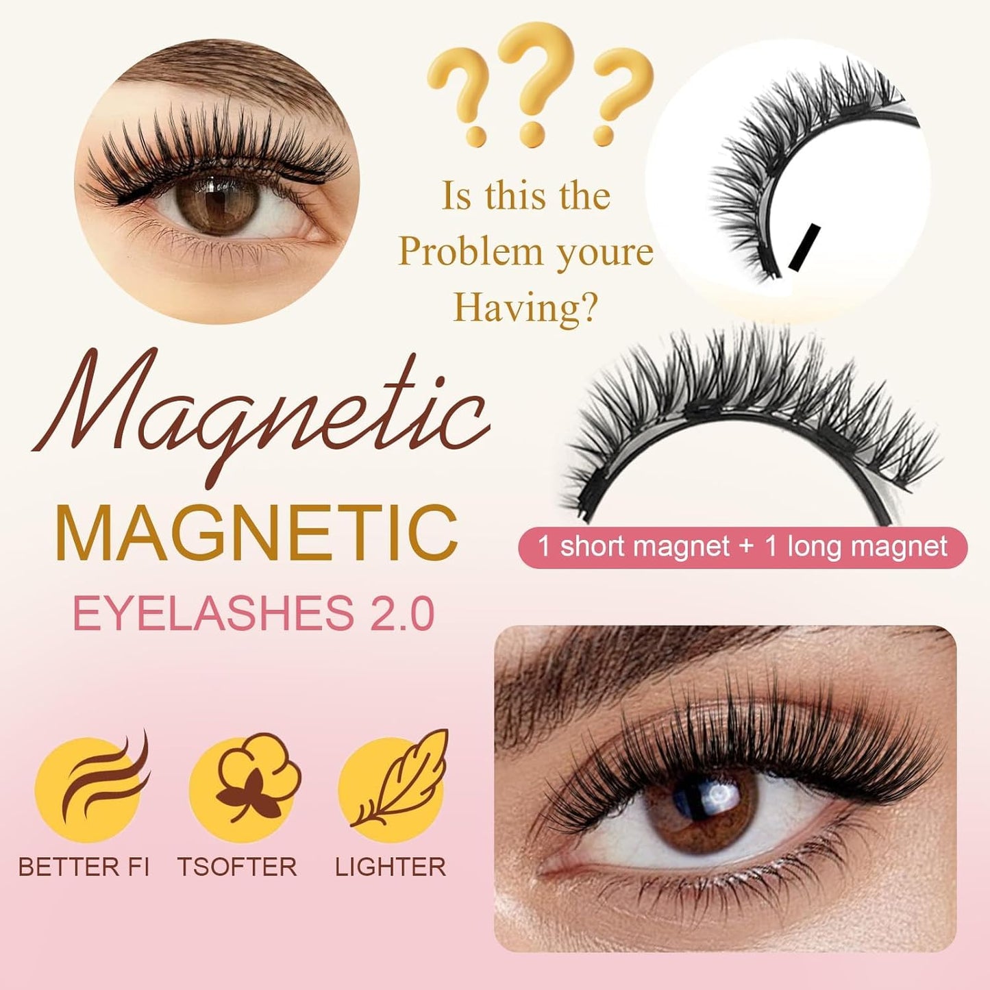 Ealra Craft Magnetic Eyelashes with Applicator,Lumentes Magnetic Eyelashes,3D Soft Flex,Reusable No Glue Needed Soft Lashes for Wmen with All-Day Wear(Natural+Fuller+Simple)