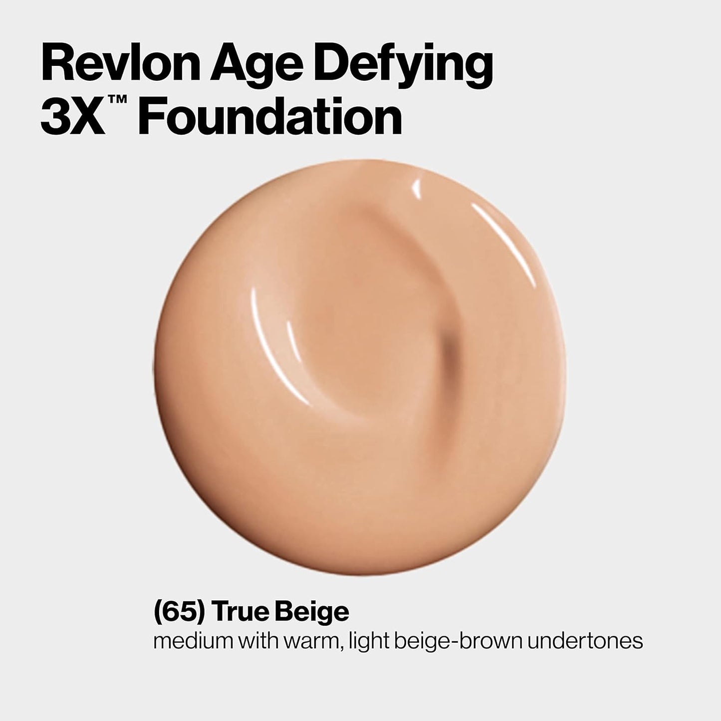 Revlon Age Defying 3X Makeup Foundation, Firming, Lifting and Anti-Aging Medium, Buildable Coverage with Natural Finish SPF 20, 065 True Beige, 1 fl oz