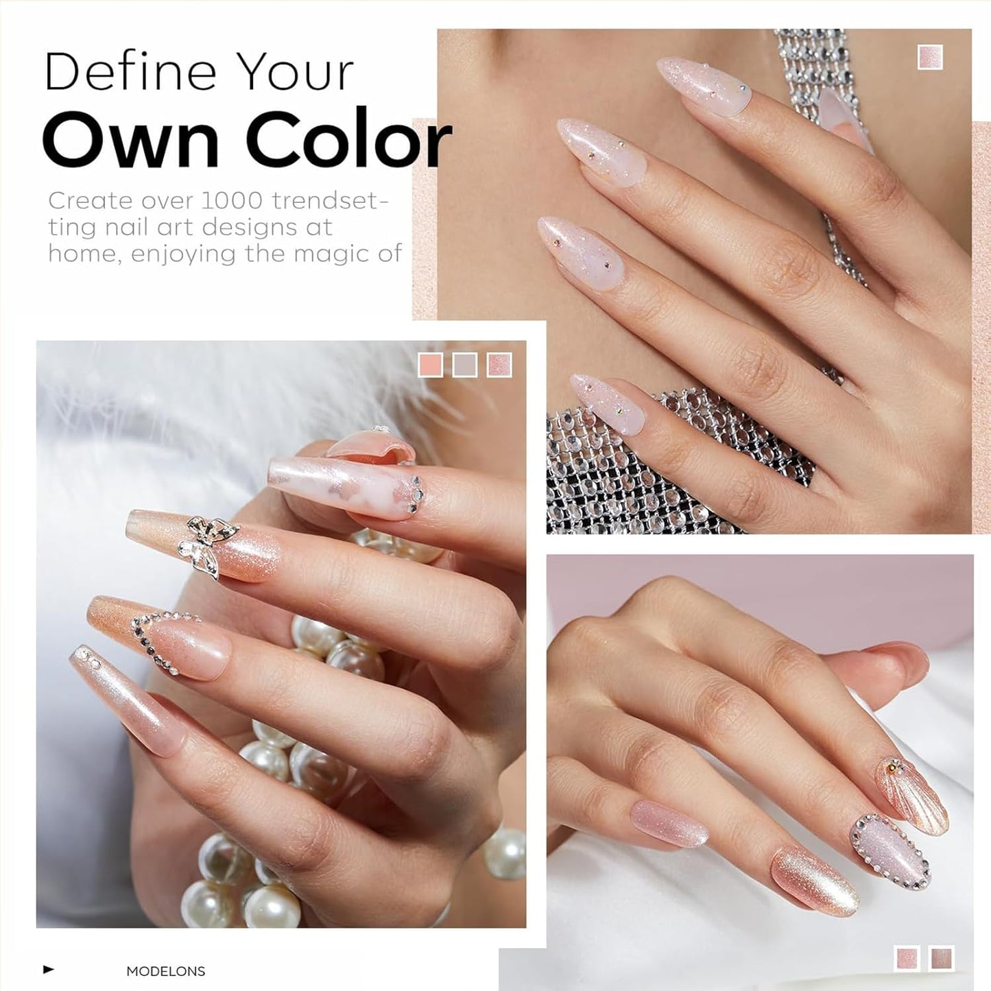 modelones Gel Nail Polish Set, Nude 6 Colors Neutral Gel Polish Skin Tone Pink Glitter Nail Polish Shimmery Pear Gel Polish Starter Kit Soak Off All Season Nude Gel Nail Polish LED Manicure DIY Salon