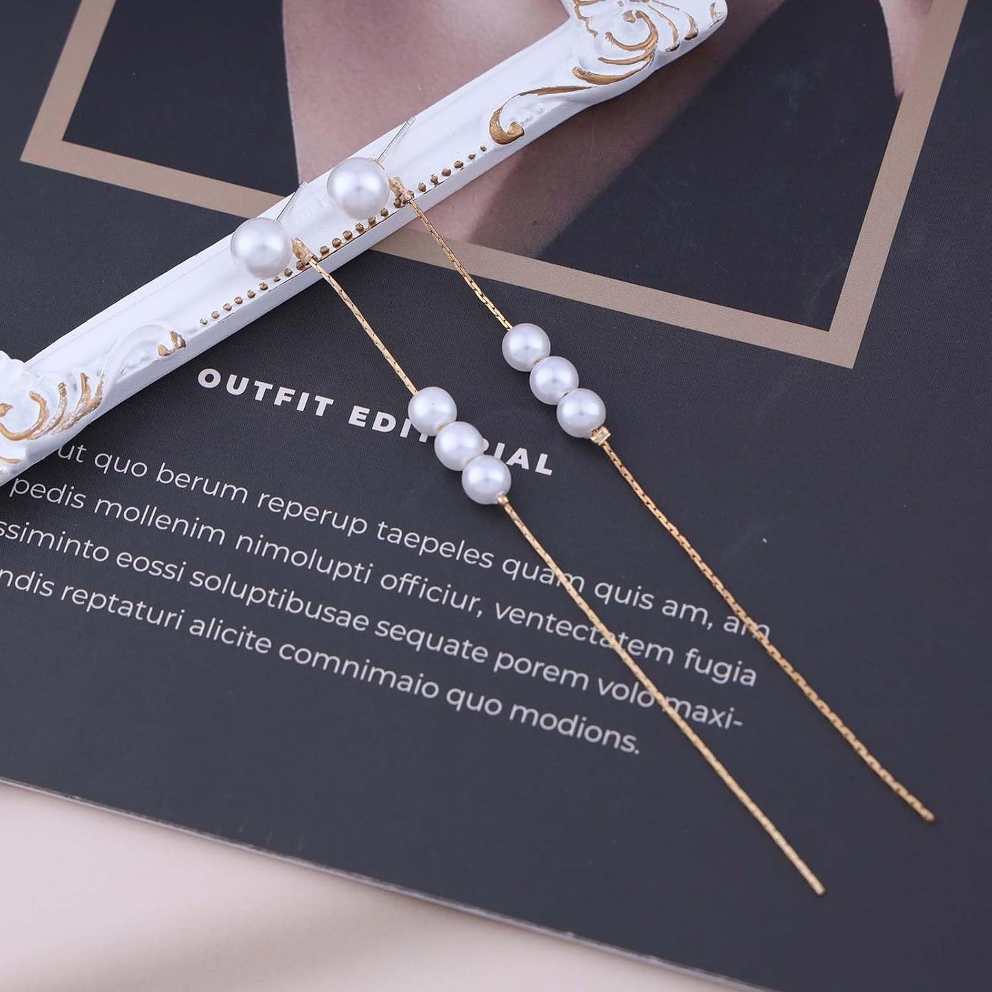 Vintage Pearl Dangle Earrings Long tassel pearl earrings Gold Pearl Chain Earrings Pearl Wedding Drop Earrings Jewelry for Women