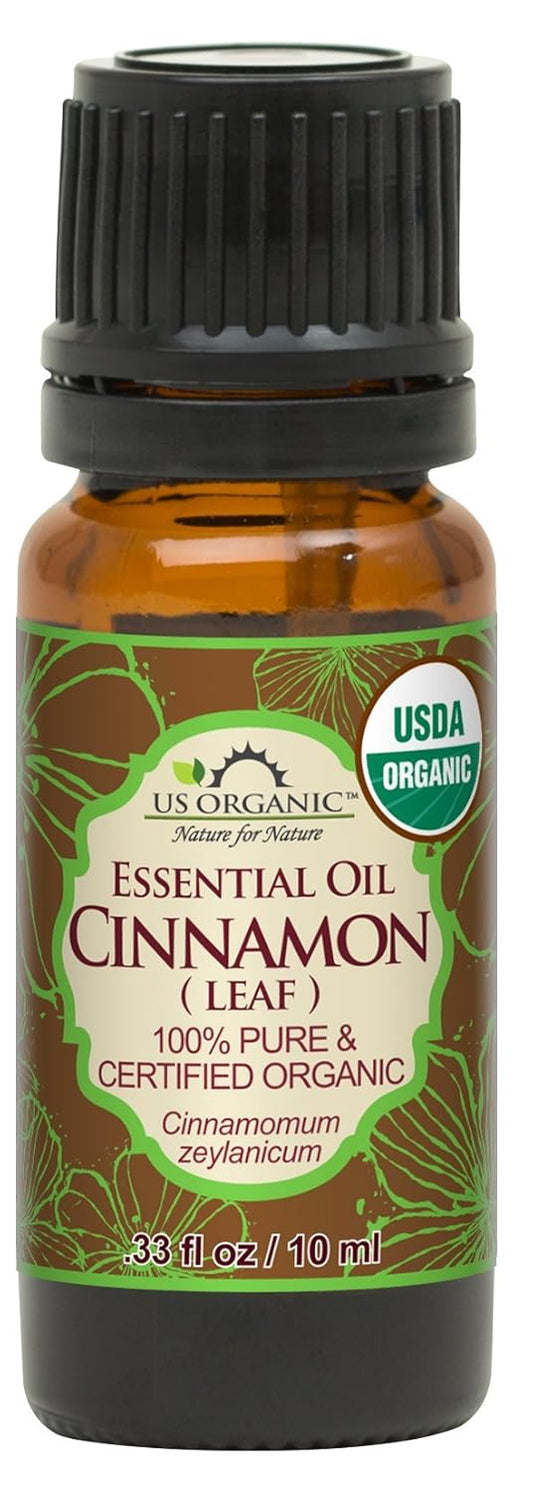 US Organic 100% Pure Cinnamon Leaf Essential Oil - USDA Certified Organic, Steam Distilled - W/Euro Dropper (More Size Variations Available) (10 ml / .33 fl oz) | alldaygood beauty