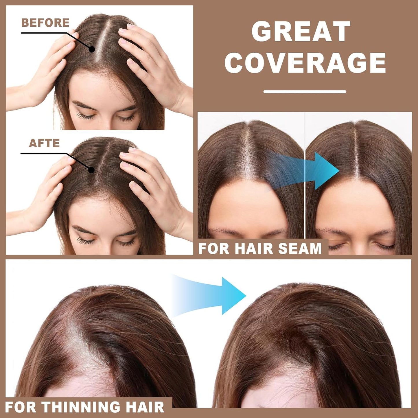 Root Touch Up Powder Instantly Conceals Hair Loss, Gray Root Cover Up Powder, Water & Sweat Resistant Hair Powder for Thinning Hair Men & Women, Includes Brush (Grey, 4g Bottle with Brush)