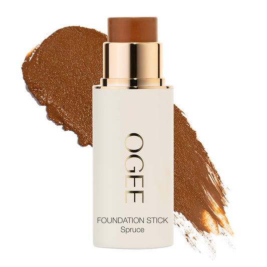 Ogee Sculpted Complexion Foundation Stick (Spruce 12.75N - Deep, Bronze Undertones) Full Coverage Foundation Makeup - Instantly Balance & Even Complexion - 70% Organic Ingredients | alldaygood beauty