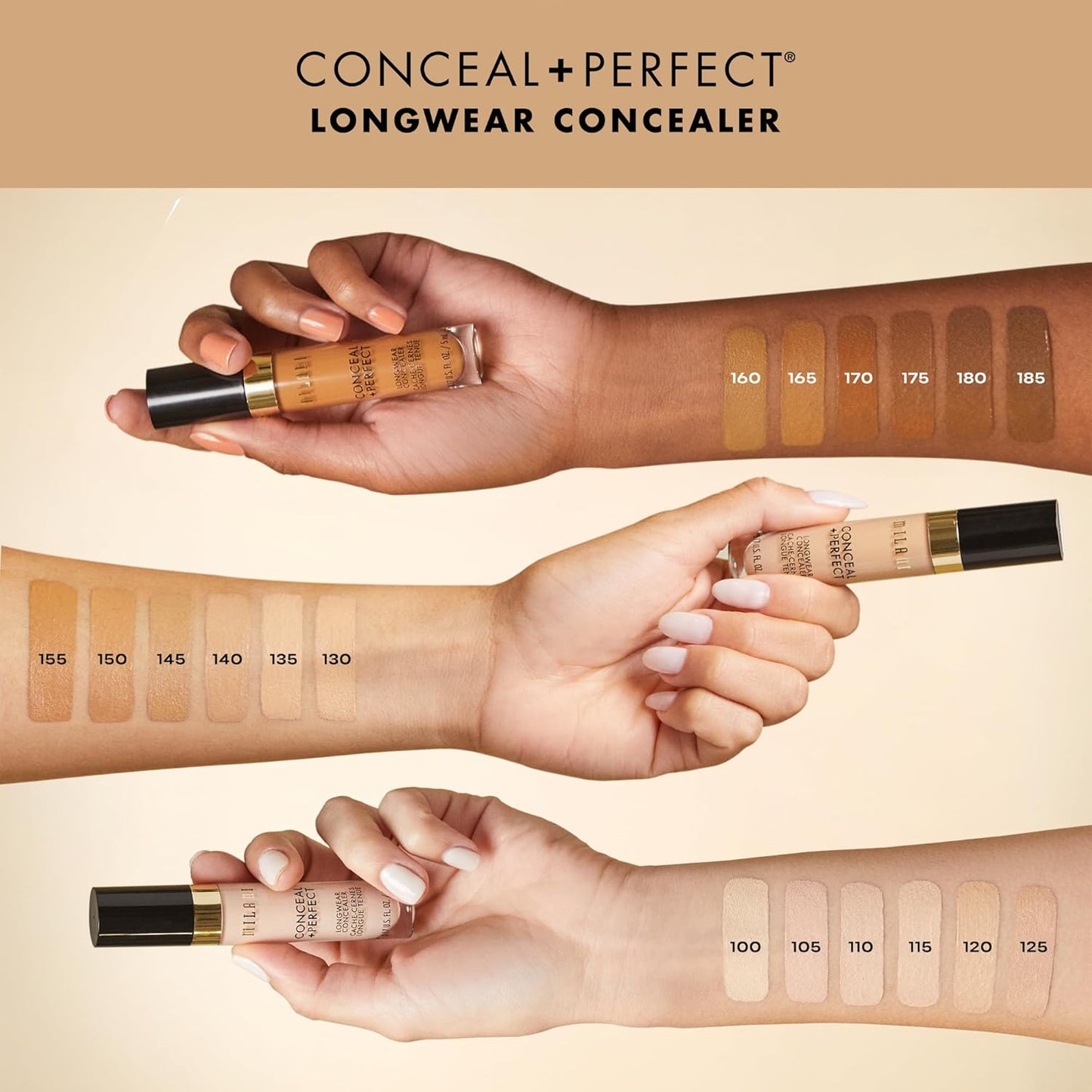 Milani Conceal + Perfect Longwear Concealer - Light Beige (0.17 Fl. Oz.) Vegan, Cruelty-Free Liquid Concealer - Cover Dark Circles, Blemishes & Skin Imperfections for Long-Lasting Wear
