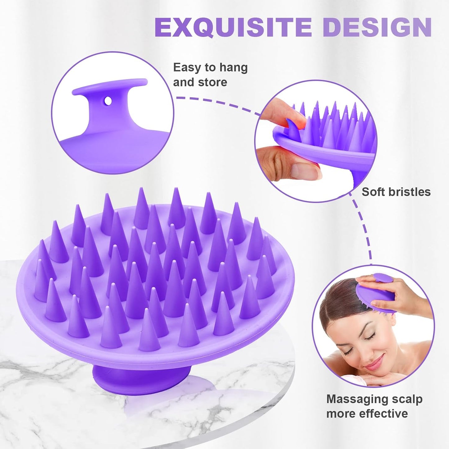 Silicone Scalp Massager Shampoo Brush, Scalp Scrubber for Hair Growth (Purple)