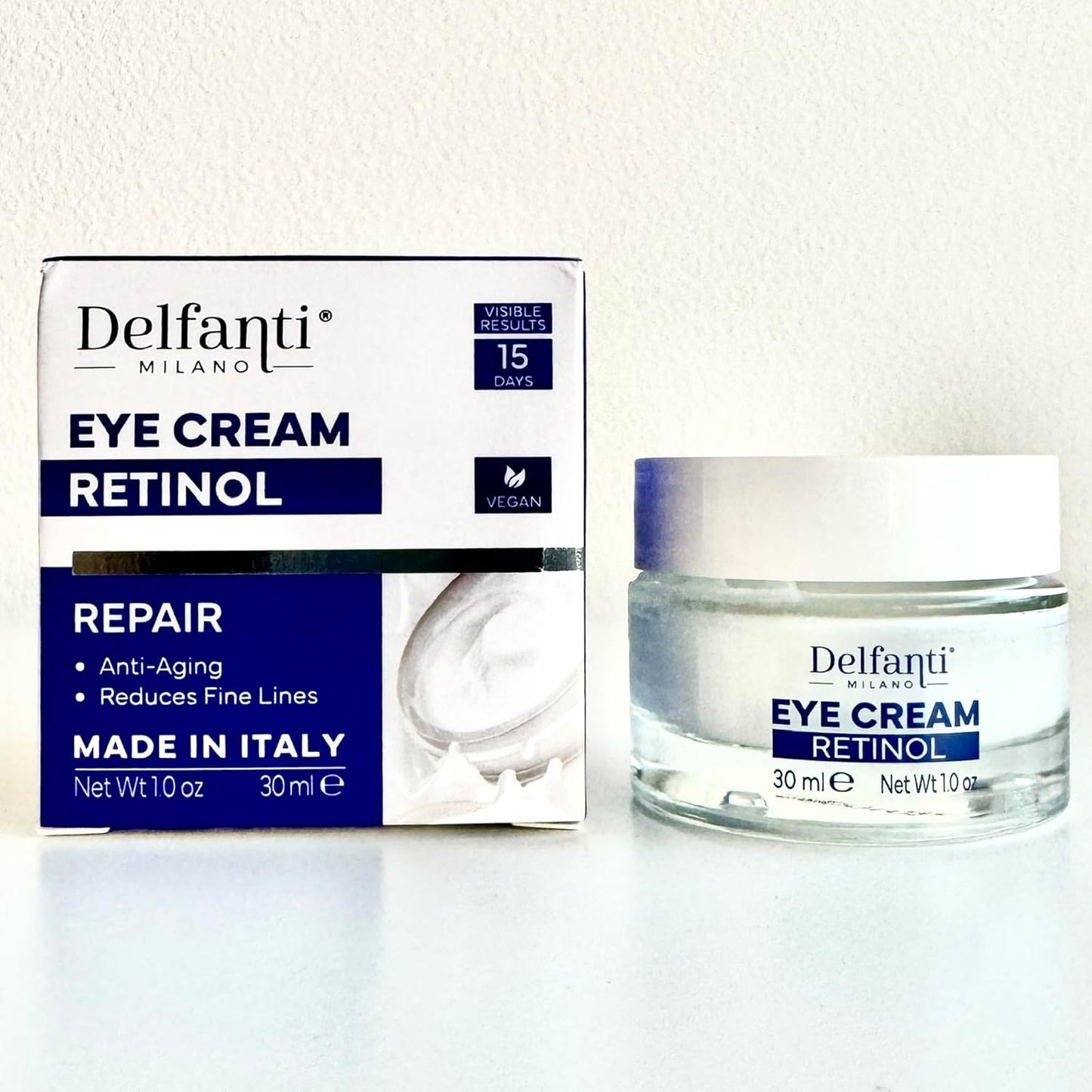 Delfanti-Milano • RETINOL REPAIR EYE CREAM • Anti Aging • Reduces Fine Lines • Fast Result • Vegan • Made in Italy