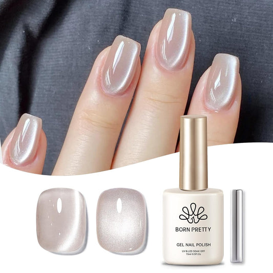 Born Pretty Cat Magnetic Eye Gel Nail Polish, Nude Moonlight Cat Magnetic Gel, Glass Shiny Effect Nude Soak Off Nail Art Salon Manicure Home Gift 15ml | alldaygood beauty