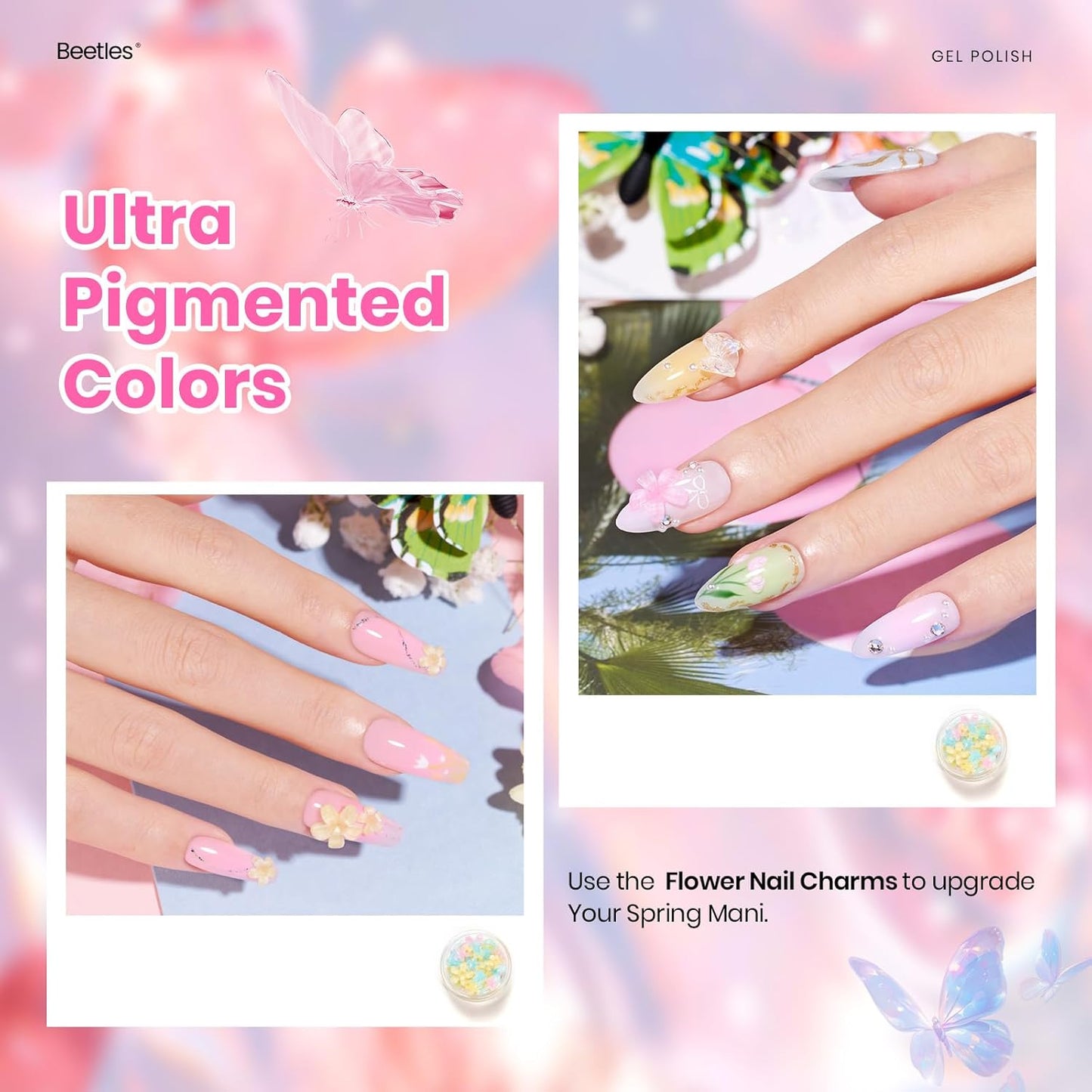 Beetles Gel Nail Polish Set - 28 Pcs Pastel Pink Yellow Green Blue Glitter Macaron Color Gel Polish Set Fluttered Eden Soak Off Nail Polish UV LED Nails Art Halloween Gifts for Women Girl