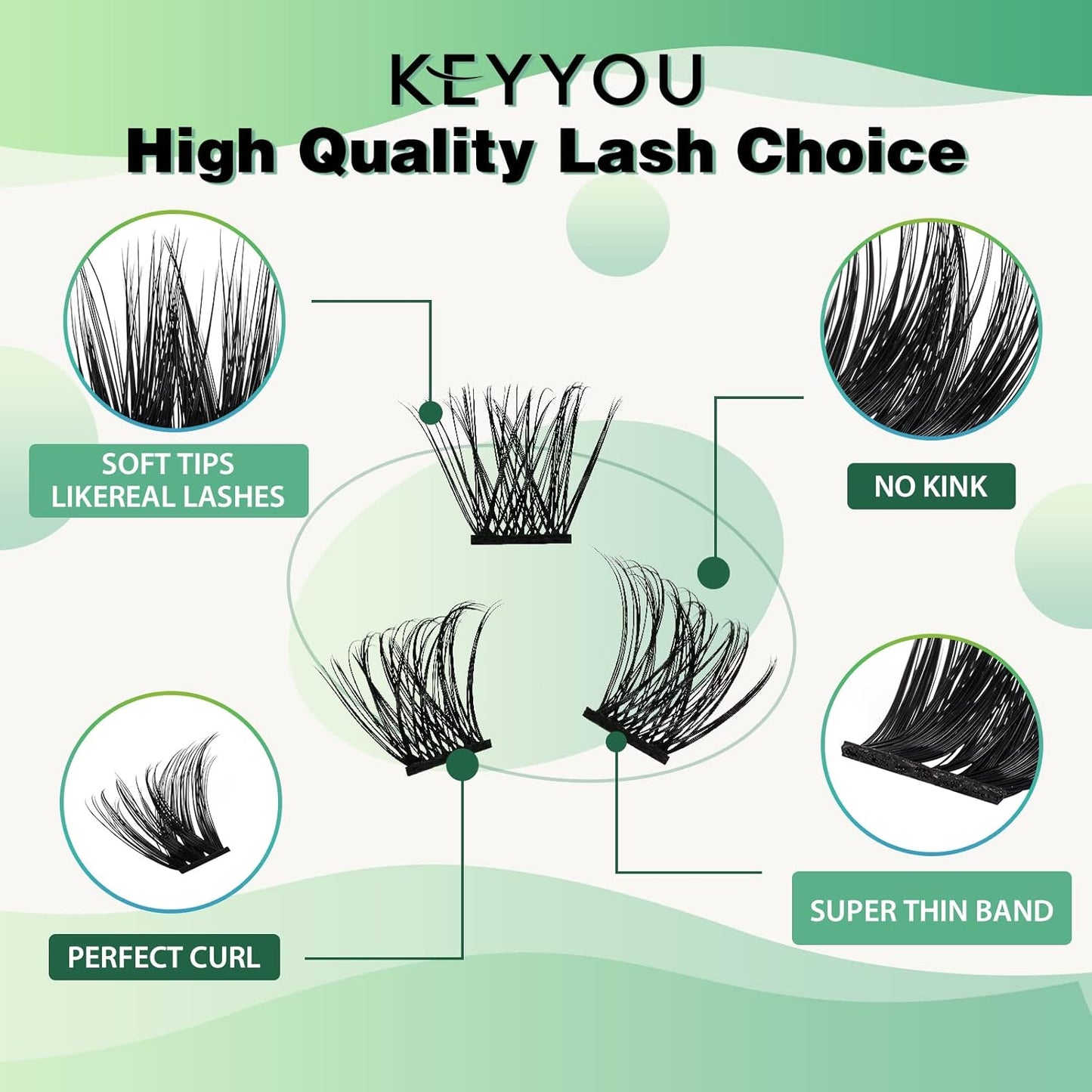 Lash Clusters,96 Pcs Cluster Lashes D Curl 10-18MIX DIY Lash Extensions Eyelash Clusters,KEYYOU Volume Wispy Individual Lashes Soft&Comfortable Easy DIY at Home(Y06,D-10-18MIX)