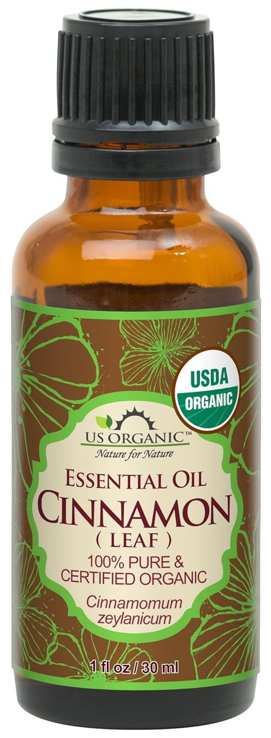 US Organic 100% Pure Cinnamon Leaf Essential Oil - USDA Certified Organic, Steam Distilled - W/Euro Dropper (More Size Variations Available) (30 ml / 1 fl oz) | alldaygood beauty