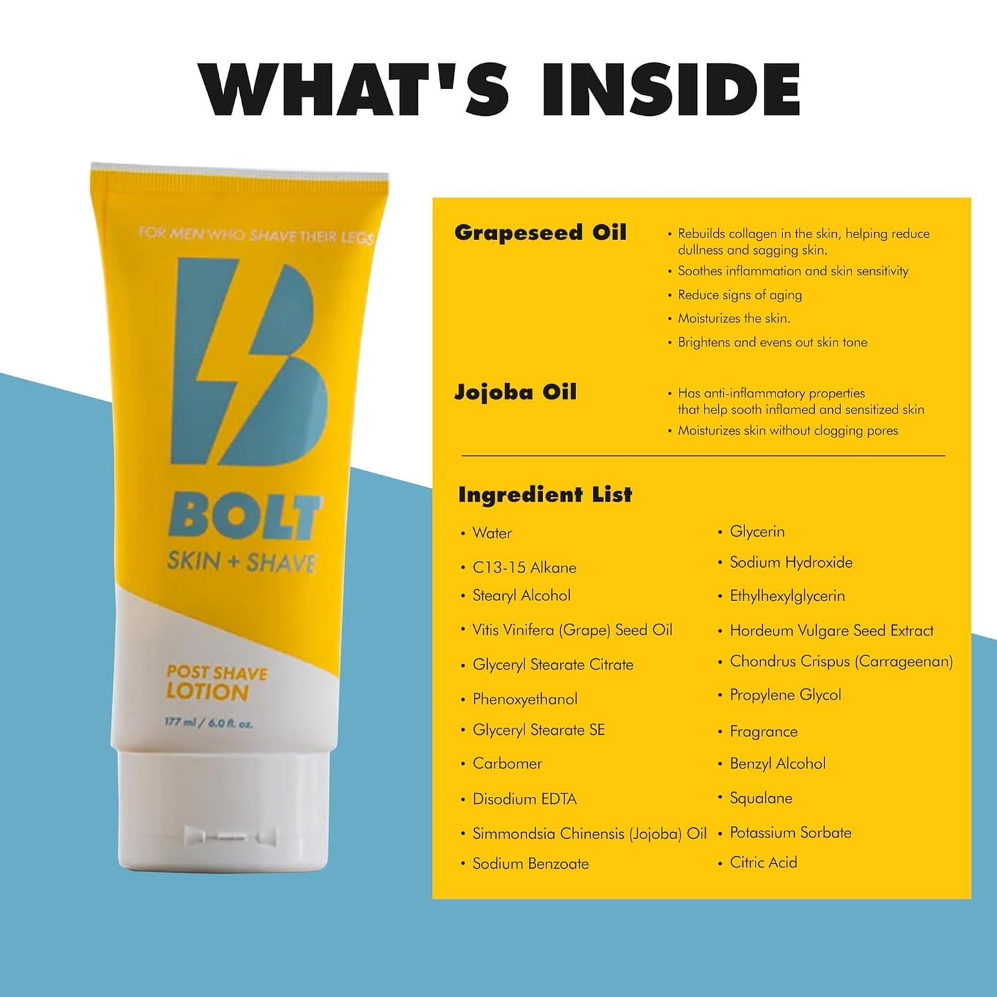 Post Shave Lotion for Men - Sandalwood & Bergamot Moisturizer with Cooling Menthol - Soothes, Hydrates, and Refreshes Skin After Shaving - Ideal for Legs, Arms, and Body - 6 Fl Oz