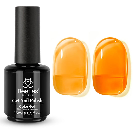 Beetles Orange Gel Nail Polish, 15ML Summer Jelly Gel Polish Sheer Translucent Effect Gel Soak Off UV Orange Burst Series French Nail Art Manicure Gift for Women | alldaygood beauty