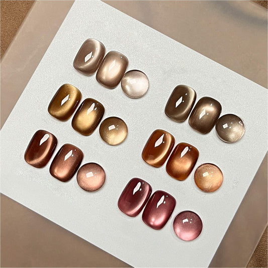 GAOY Jelly Brown Cat Eye Gel Nail Polish Set with Magnet for Glitter Holographic Cat Eye, Salon UV Gel Manicure and Nail Art DIY at Home, Sparkling Amber | alldaygood beauty