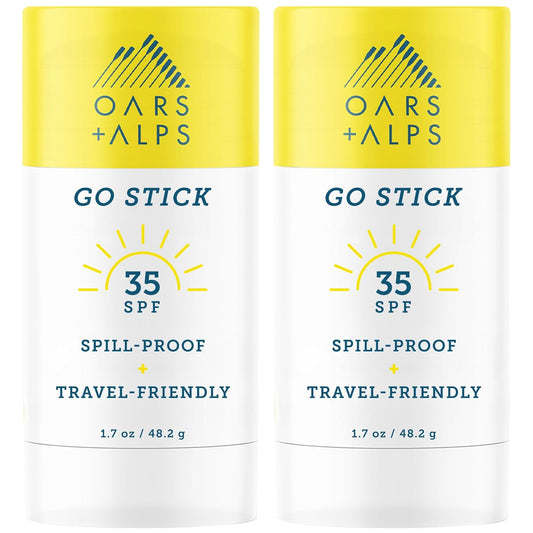 Oars + Alps Go Stick Clear SPF 35 Face Sunscreen, Skin Care Infused with Vitamin E and Antioxidants, Water and Sweat Resistant, TSA Friendly, 1.7 Oz, 2 Pack | alldaygood beauty