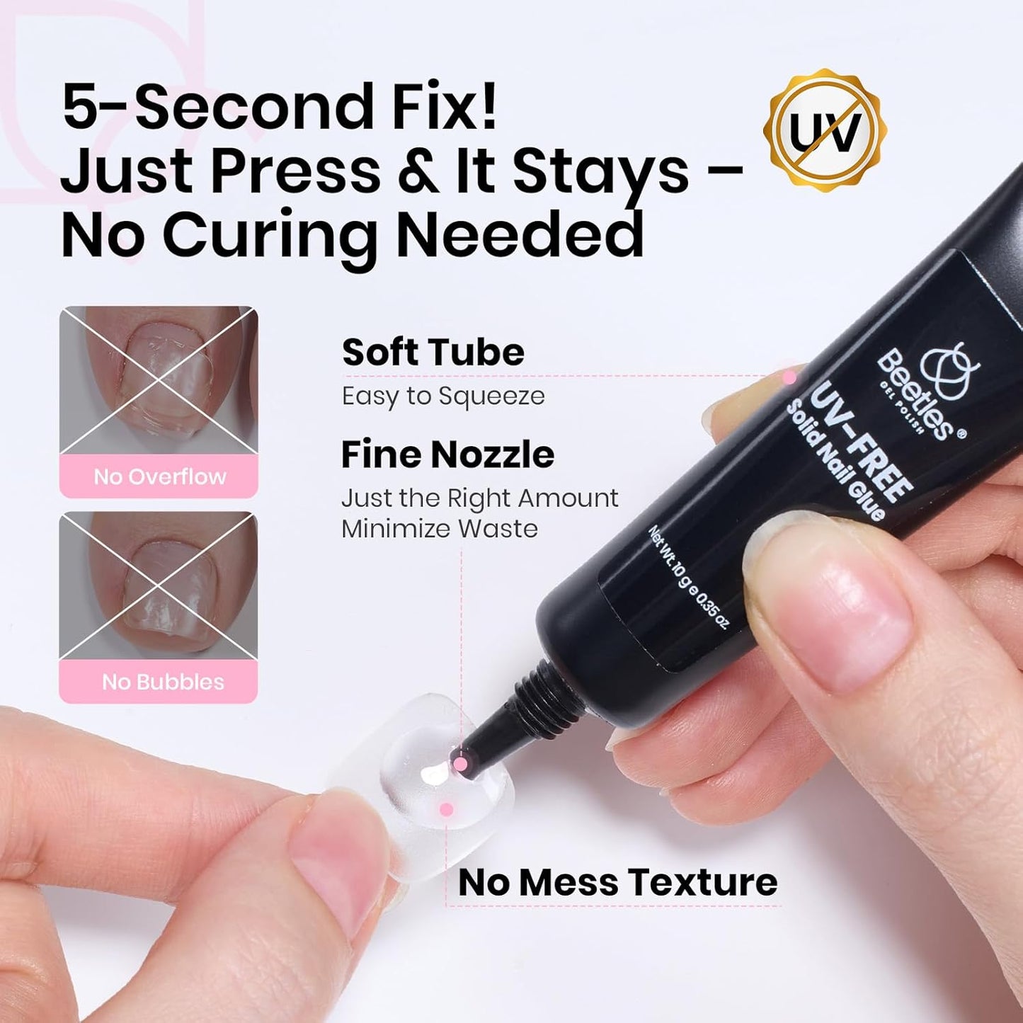 Beetles Toe Nail Tips Kit Square Plus with Nail Glue - 15 Size 240 Pcs Long Wider Nail Tips for Big Toes Pre-etched Double Matte Full Cover Press on Toenail Extensions Set for Women Home DIY