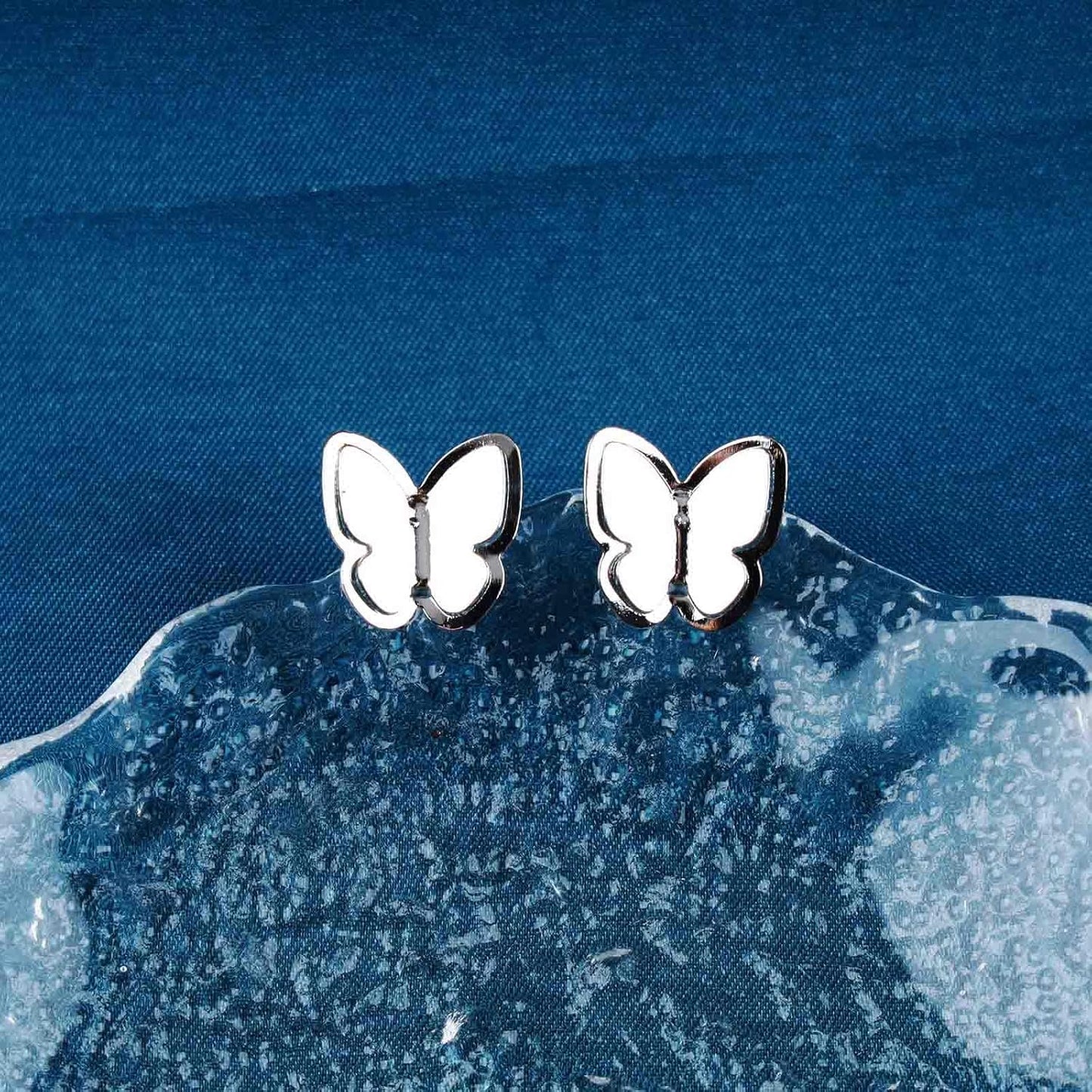 Tiny Butterfly Studs Earrings Vintage Silver Butterfly Earrings Statement Charm Layered Hollow Butterfly Cartilage Earrings Minimalist Butterfly Earrings Jewelry for Women