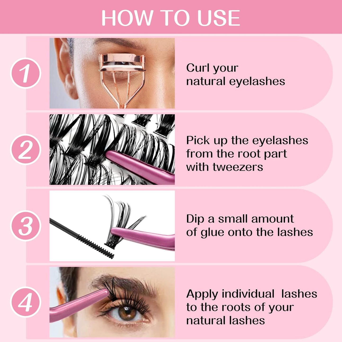 280 Pcs Individual Lashes 40D+50D Mixed Lash Clusters 14 Rows Cluster Lashes that Look Like Eyelash Extensions DIY Lash Extension Self Application At Home (40+50-C-9-16mix)