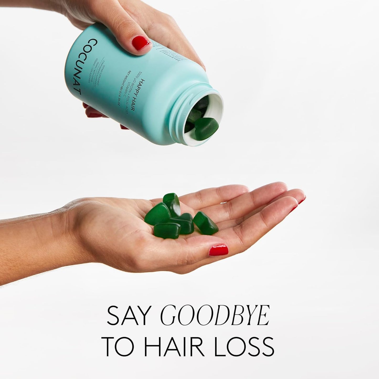 COCUNAT Happy Hair Growth Gummies for Women - Biotin 5,000 mcg Hair Vitamins - Helps Reduce Shedding & Thinning - Vegan Hair Skin & Nails Supplement with Folic Acid, Zinc, Vitamins A–E - 60 Gummies