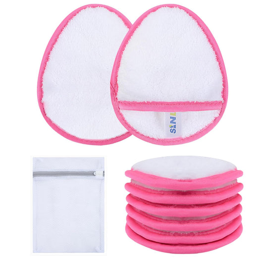 SINLAND Reusable Makeup Remover Pads For Face,Eye,Lips Microfiber Gentle Facial Cleansing Cloths for All Skin Types Friendly for Makeup Remover With Laundry Bag 5.1inchx3.93inch White Pack of 6
