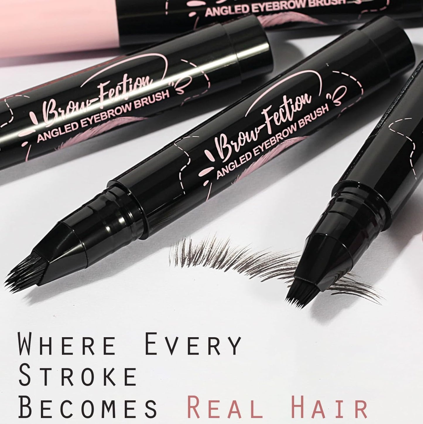 Eyebrow Pen, Waterproof Eyebrow Pencils for Women - Angled Brow Brush & Multi-Fork Tip Microblading Brow Pen, Precisely Creates Natural Hair-Like Brows, Easy to Use 05-Black