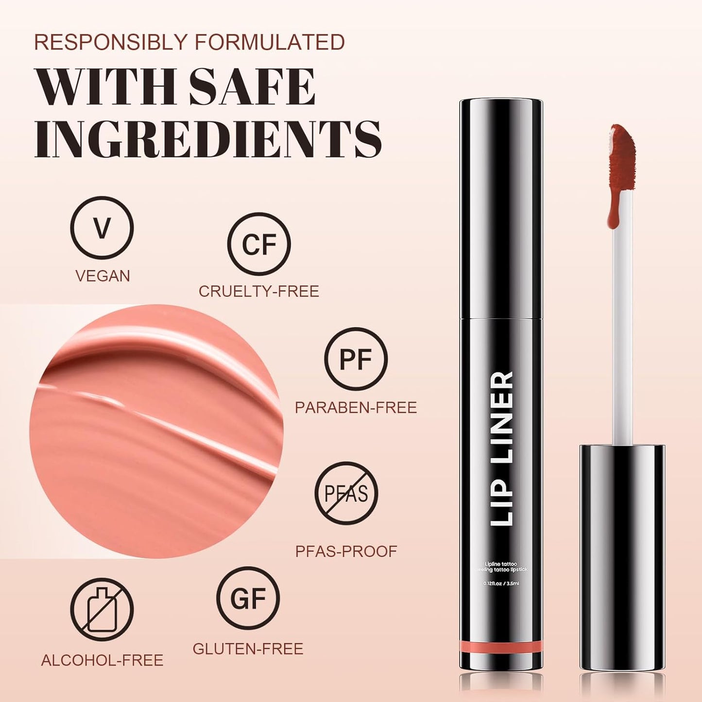 Lip Stain - Long Wear Tattoo Lip Liner, Waterproof & Transfer-proof Peel Off Lip Stain with Matte Finish, Lip Tint For All Skin Types, Great Gifts for Women (Rose)