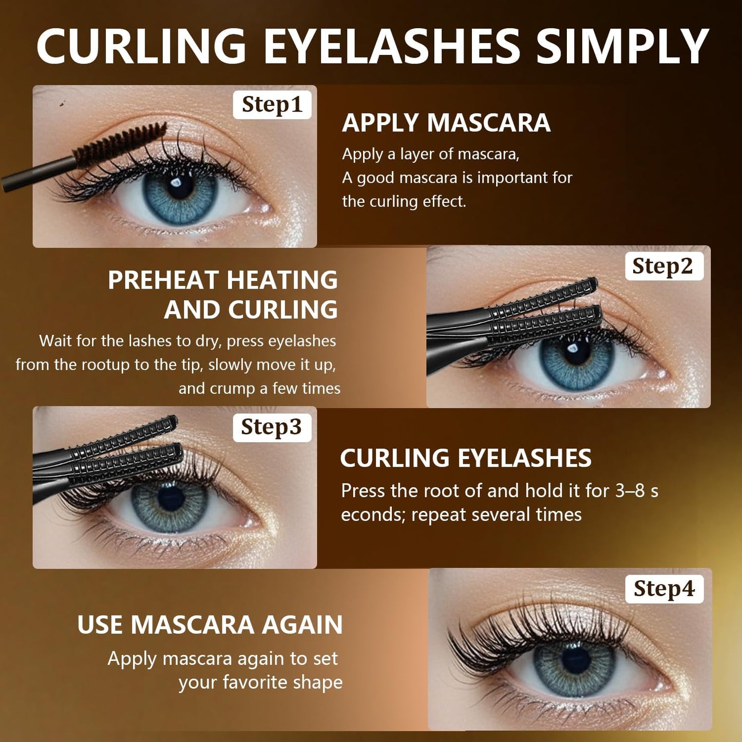 Heated Eyelash Curler, 2-in-1 Clip-Type Design, 3 Temperature Modes, USB Rechargeable Electric lash Curler, Natural Curling 24H Long-Lasting Curl, Gift for Women & Girls, Black A