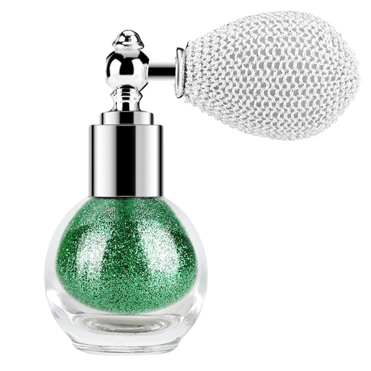 KYDA Highlighter Powder Spray, High Glossy Shimmer Sparkling Powder for Face and Body Glitter Makeup, Body Glitter Spray, Green | alldaygood beauty