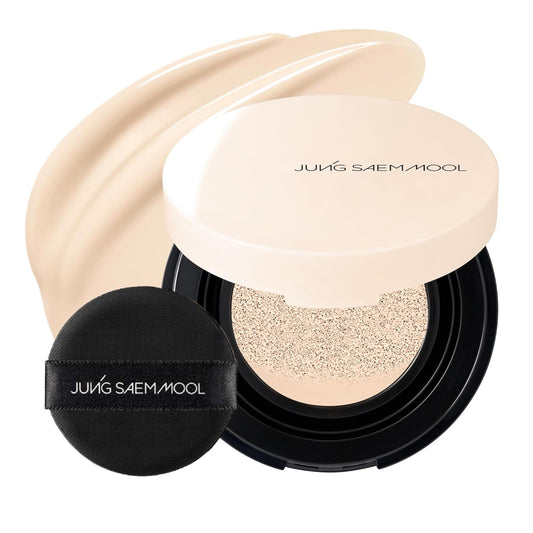 JUNG SAEM MOOL Essential Skin Nuder Cushion Mini 13W Fair Ivory 0.17 Fl Oz, Natural Radiant Finish Cushion Foundation with Buildable Coverage, Lightweight Texture, Korean Foundation Makeup | alldaygood beauty