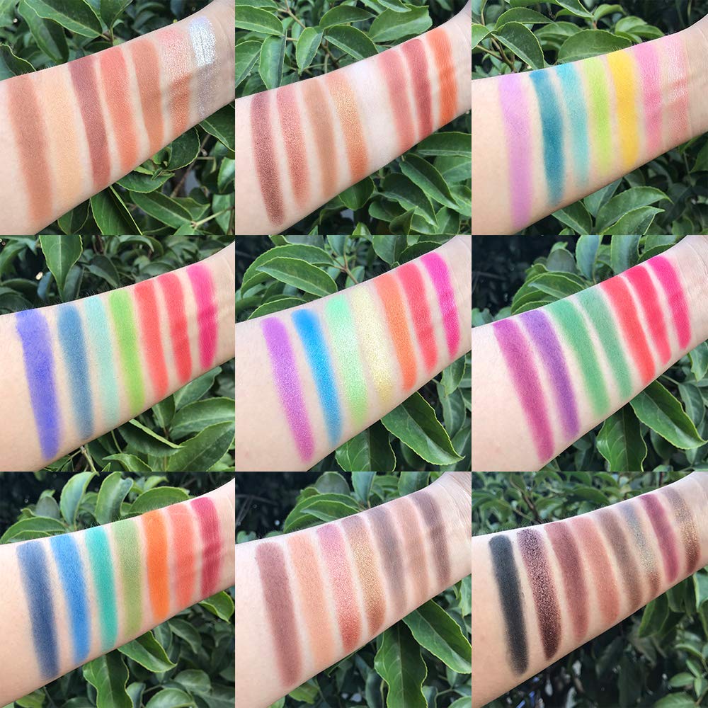 Eyeshadow Palette 65 Colors + 20pcs Makeup Brushes Set + Sponge Blender Sweatproof Pigmented Matte Shimmer Metallic Blendable Soft Pressed Powder Eye Shadow Makeup Palette