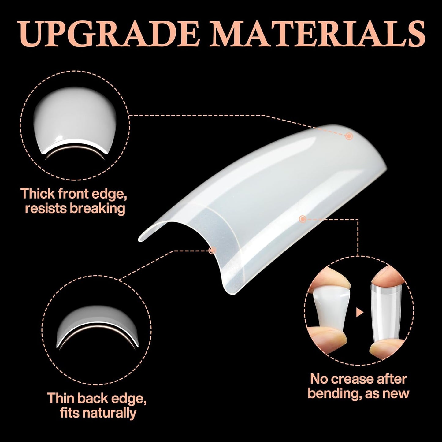 504PCS Half Cover False Nails Tips Acrylic Nail Tips Artificial False Nails Lady French Style Tip Acrylic Fake Nails For Nail Extensions Art Salon Home DIY