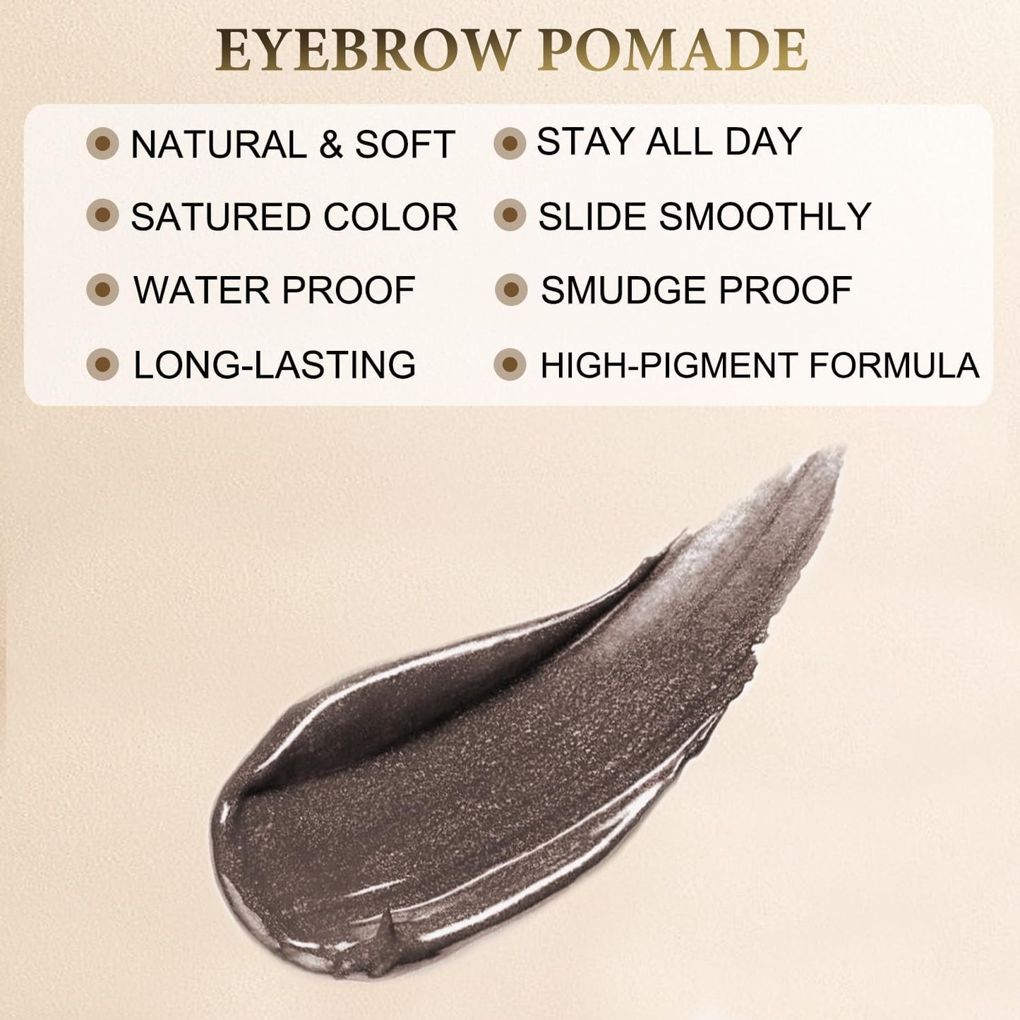 Eyebrow Pomade - Waterproof Brow Pomade for Long-lasting Results,Smudge Proof and Sweat Resistant Formula,Natural Eyebrow Makeup for All Skin Types and Tones - Dark Coffee