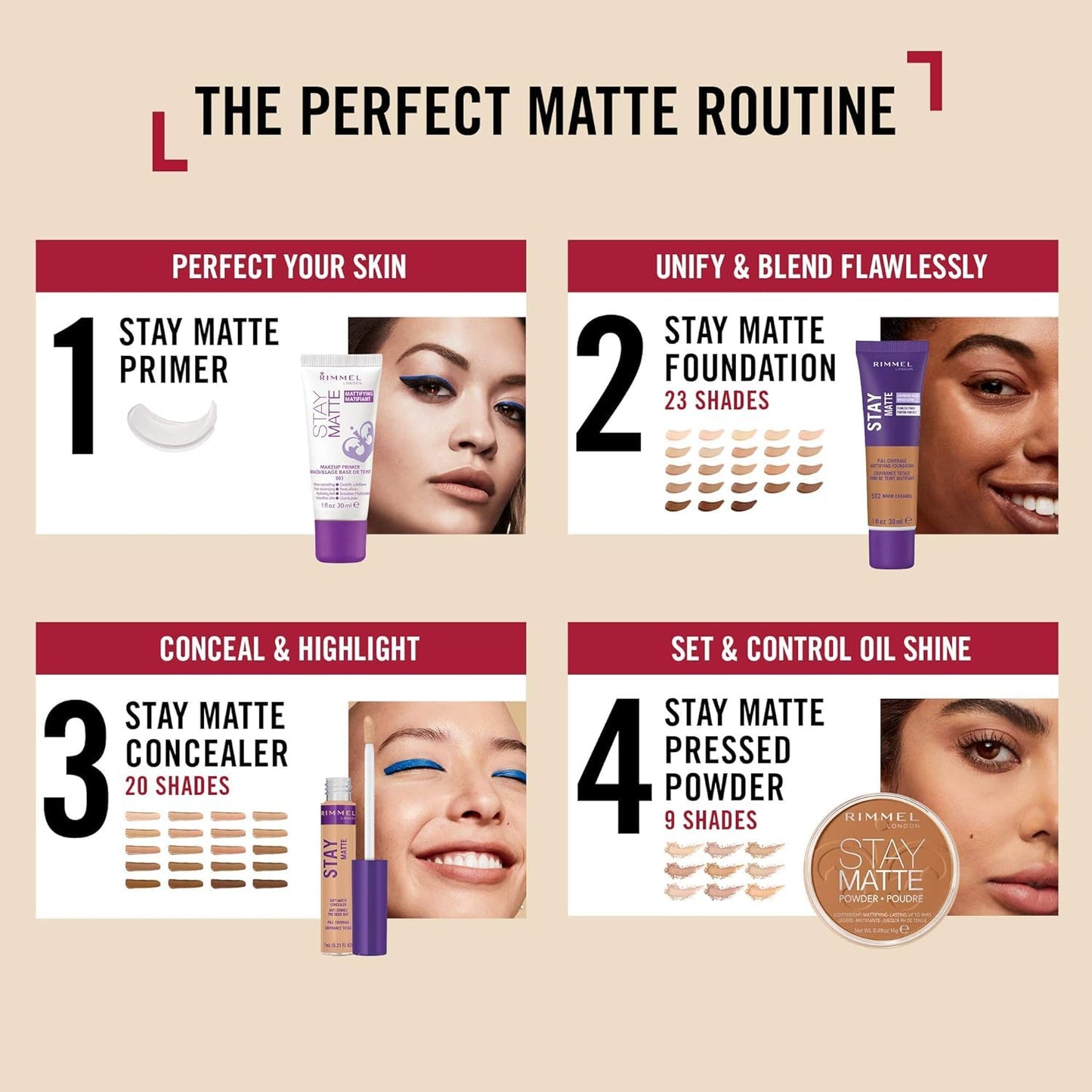 Rimmel London Stay Matte - 011 Porcelain - Concealer, 24-Hour Wear, Shine Control, Fights Free Radicals, 0.23oz
