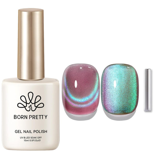 Born Pretty Cat Magnetic Eye Gel Nail Polish Rainbow Aurora Cat Magnetic Gel Polish Firefly Blue Purple Cat Magnetic Eye Gel Manicure Nail Art DIY 15ml | alldaygood beauty