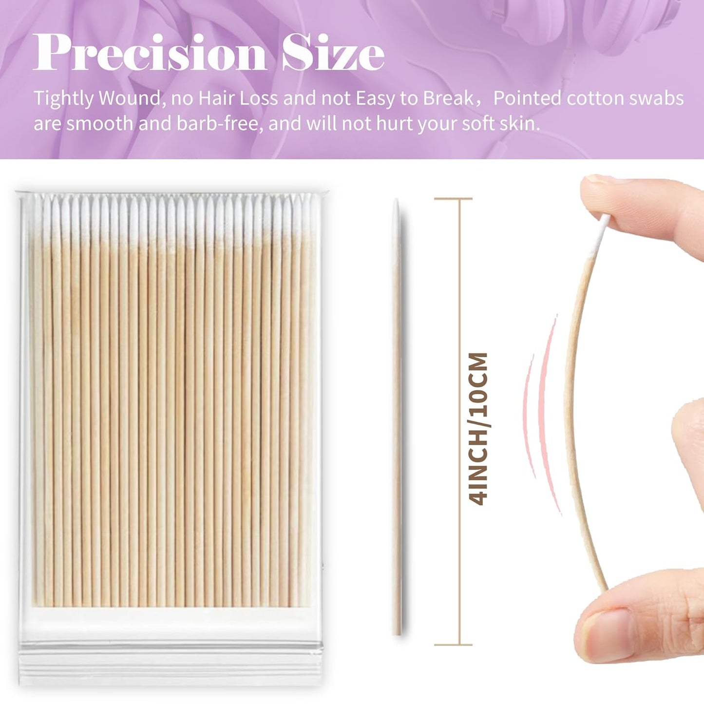 1000PCS Pointed Cotton Swabs - Precision Tip Cotton Swabs - 4 Inch Microblading Cotton Swabs - Microblading Cotton Buds for Eyebrow Eyelash Extensions, Makeup, Nails, Tattoo Permanent Supplies, Craft