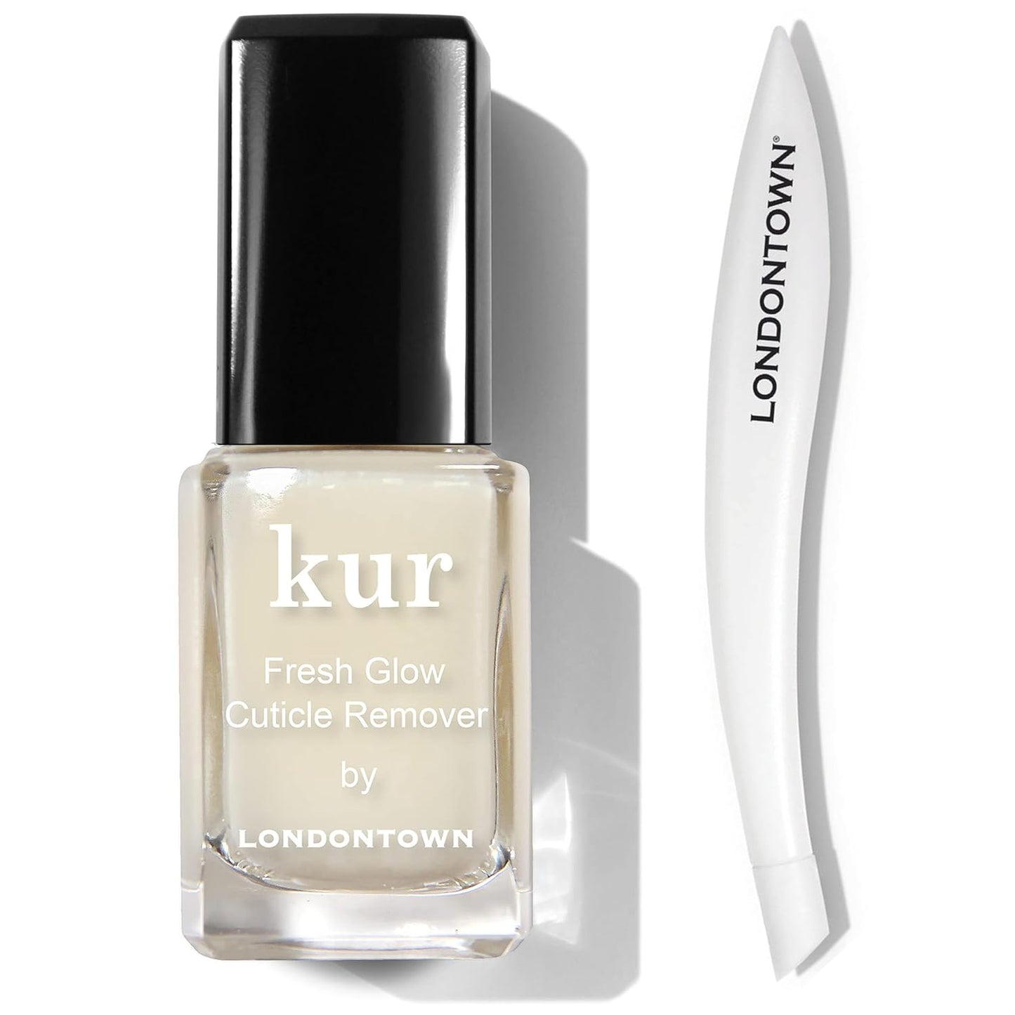 LONDONTOWN Fresh Glow Cuticle Remover with Pusher Tool - Instant Cuticle Remover Liquid - No Tool or Cutting Moisturizing Softening Nail Care for Dry, Damaged Cuticles, .40fl oz