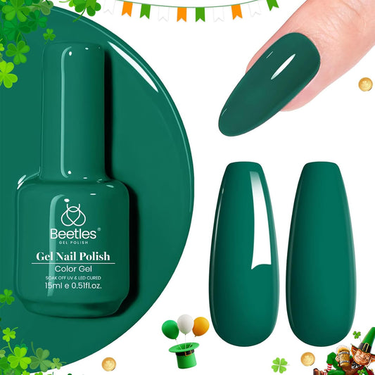 Beetles Green Gel Nail Polish 1 Pcs 15ml Emerald Green Gel Polish Soak Off Uv LED Nail Lamp Needed Nail Art Manicure Salon DIY Home 0.51Oz Gift for Women | alldaygood beauty