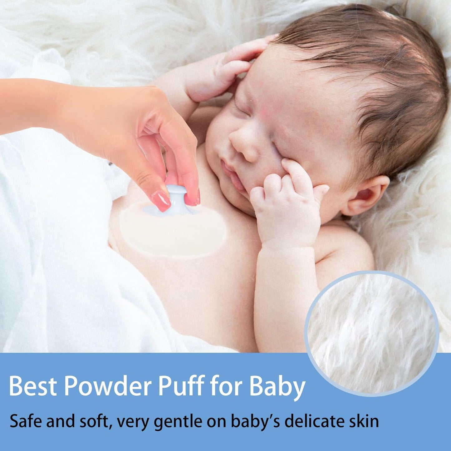 SHIMIDO Body Powder Puff and Container, 3.15" Portable Empty Body Powder Container for Baby Women's Loose Dusting Powder, Powder Case Box with Lids for Bath, Travel and Home Use (Cyan Flower)