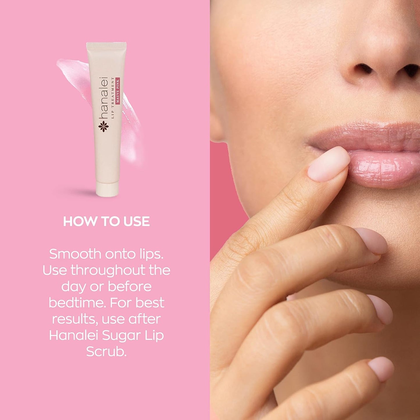 Hanalei Lip Treatment for Dry, Chapped Lips – Intensive Overnight Moisturizer with Kukui Oil, Shea Butter & Grapeseed Oil – Hydrating Balm for Healing Cracks – Mauve Pink Tint, 15g – Cruelty-Free