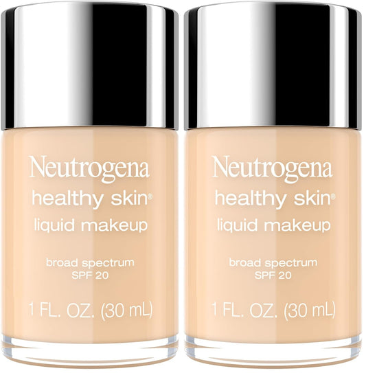 Neutrogena Healthy Skin Liquid Makeup Foundation, Broad Spectrum SPF 20 Sunscreen, Lightweight & Flawless Coverage Foundation with Antioxidant Vitamin E & Feverfew, Natural Beige, 1 fl. oz (Pack of 2) | alldaygood beauty