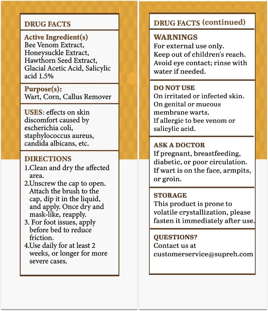 Fast-Acting bee Venom wart Remover: wart Freeze Off with salicylic Acid & bee Venom Cream - Wart Removal for Plantar Wart Genital Wart 18 ML