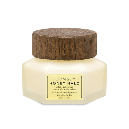 Farmacy Ceramide Face Moisturizer - Honey Halo Hydrating Facial Moisturizer for Dry Skin - Plumps, Soothes + Restores Skin with Potent Ceramides + Buckwheat Honey for a Dewy, Healthy Glow (50ml) | alldaygood beauty