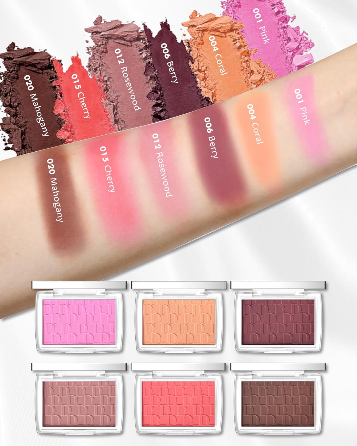 Powder Blush Palette, Matte Powder Makeup Blush for Cheeks, Natural Glow Face Blush Contour Palette, Lightweight, Smooth, High Impact Buildable Color, Long-lasting All-Day Face Enhancing -#Rosewood