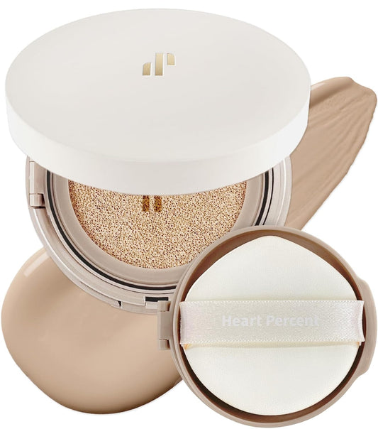 Heart Percent Dote on Mood Layer Cushion SPF 50+/PA+++ with Refill, Satin Glow Silky Flawless Finish Full Coverage Advanced Skincare Foundation (#23N) | alldaygood beauty