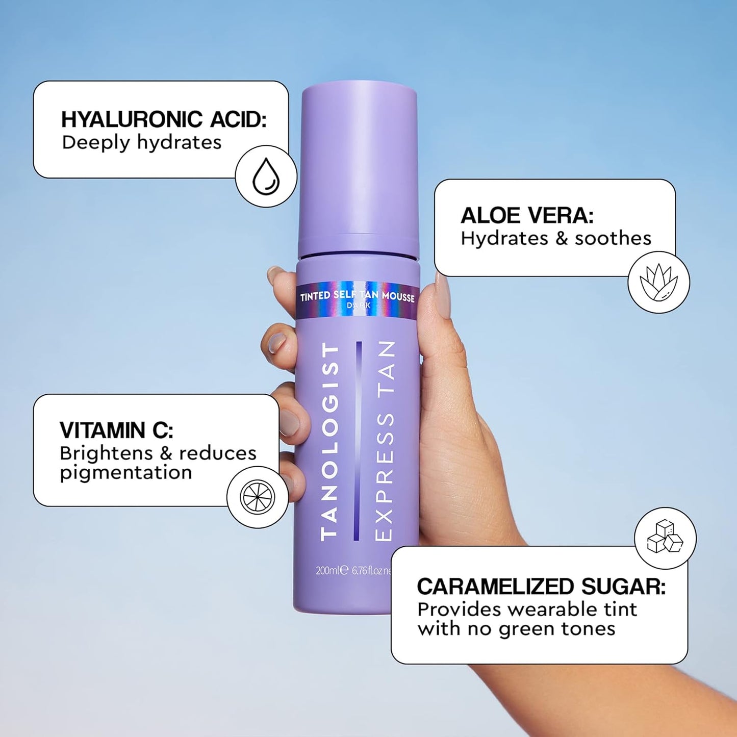 Tanologist Dark Self Tan Mousse, Tinted Self-Tanning Mousse, Streak-Free, Natural Glow, No Fake Tan Smell Or Orange Tone, Long Lasting, Clean Ingredients, Vegan, 6.76 fl. oz/200 ml Bottle