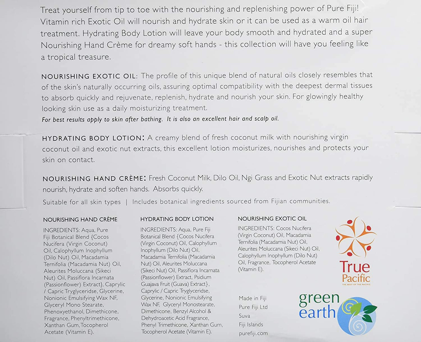 Pure Fiji Nourishing Trio, Ideal Spa Bath Gift Set for Women - Travel Kit - Includes Exotic Body Oil, Hydrating Body Lotion For Women and Nourishing Hand Cream, Noni Scent